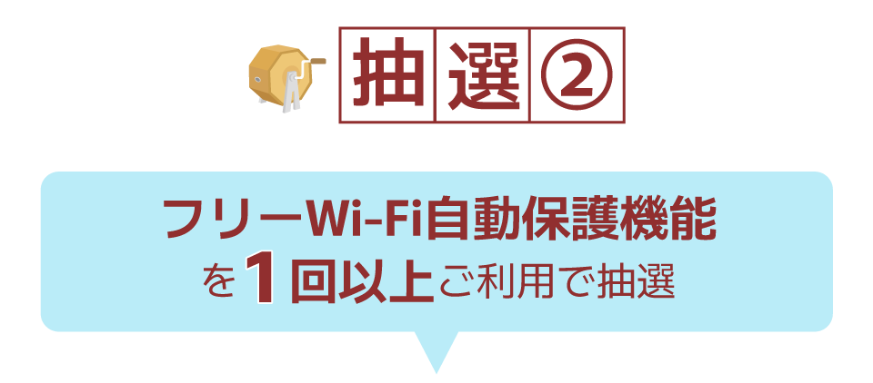 抽選2|フリーWi-Fi自動保護機能を1回以上ご利用で抽選