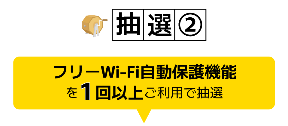 抽選2|フリーWi-Fi自動保護機能を1回以上ご利用で抽選
